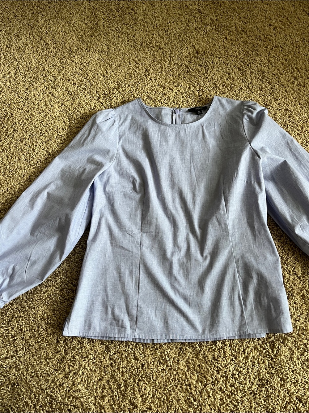 J. Crew Light Blue Puff-Sleeve Blouse